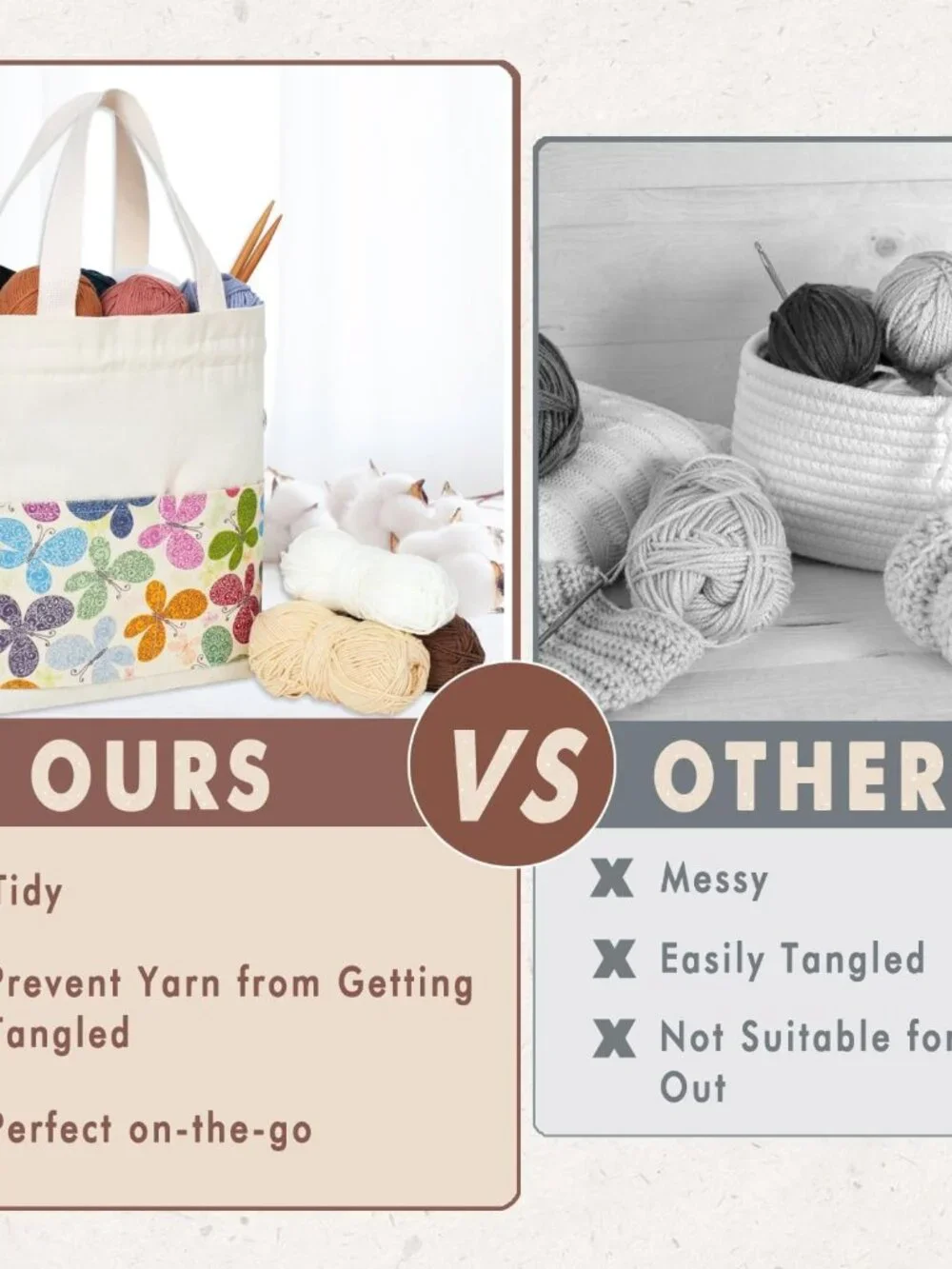 Yarn Bag, Knitting Crochet Tote Bag, Yarn Storage Bags Organizer, Crochet Bags f - Picture 8 of 9